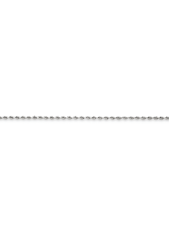 14K White Gold Handmade 1.5mm Diamond-Cut Rope 8" chain