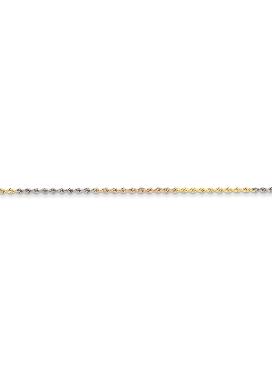 14K Tri-color Gold 1.8mm Diamond-Cut Rope 7" chain