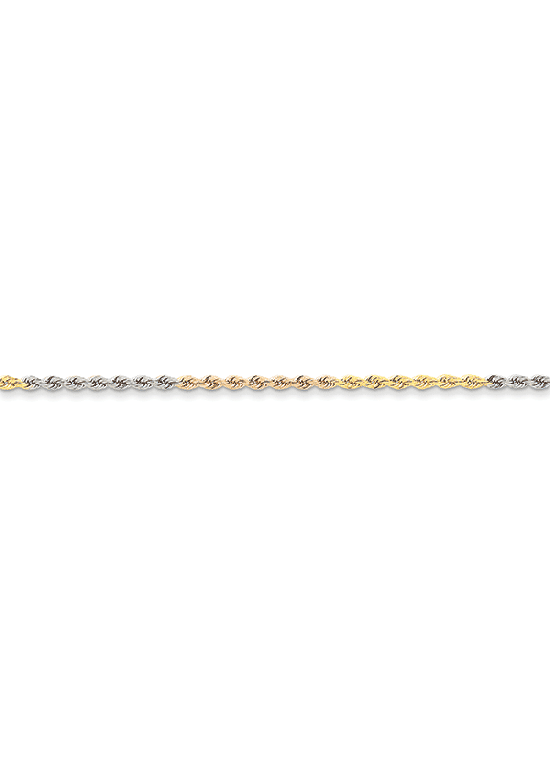 14K Tri-color Gold 2.5mm Diamond-Cut Rope 16" chain