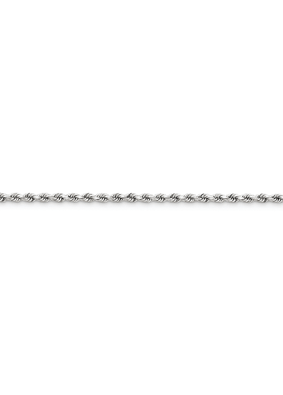 14K White Gold Handmade 2.5mm Diamond-Cut Rope 9" chain