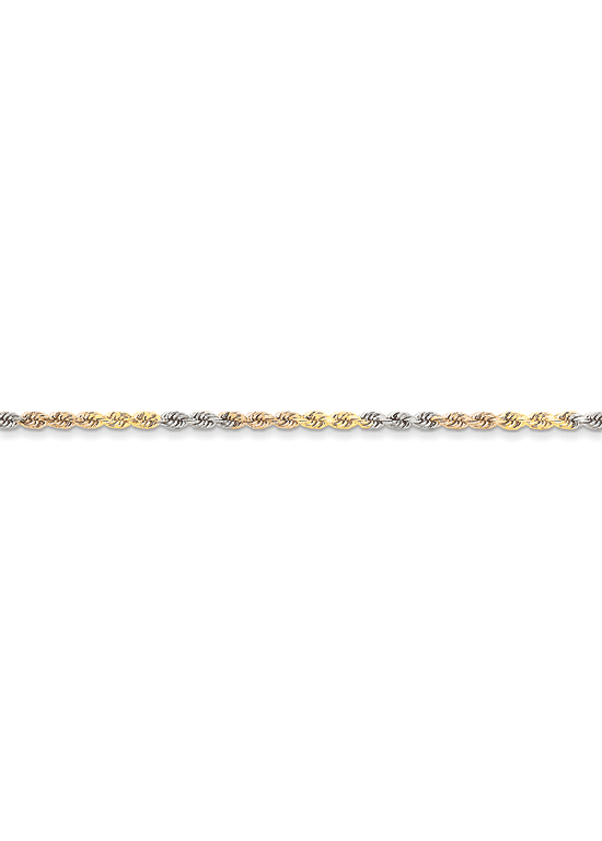 14K Tri-color Gold 2.9mm Diamond-Cut Rope 7" chain