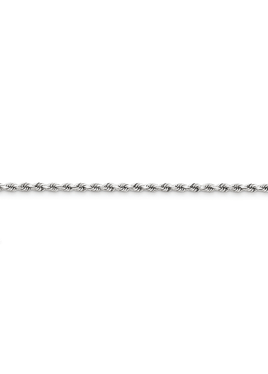 14K White Gold Handmade 2.9mm Diamond-Cut Rope 9" chain