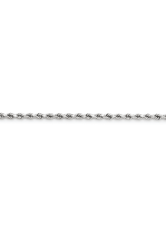 14K White Gold Handmade 3.1mm Diamond-Cut Rope 8" chain