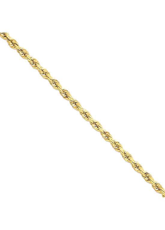 14K Gold Handmade 7mm Diamond-Cut Rope 24" chain