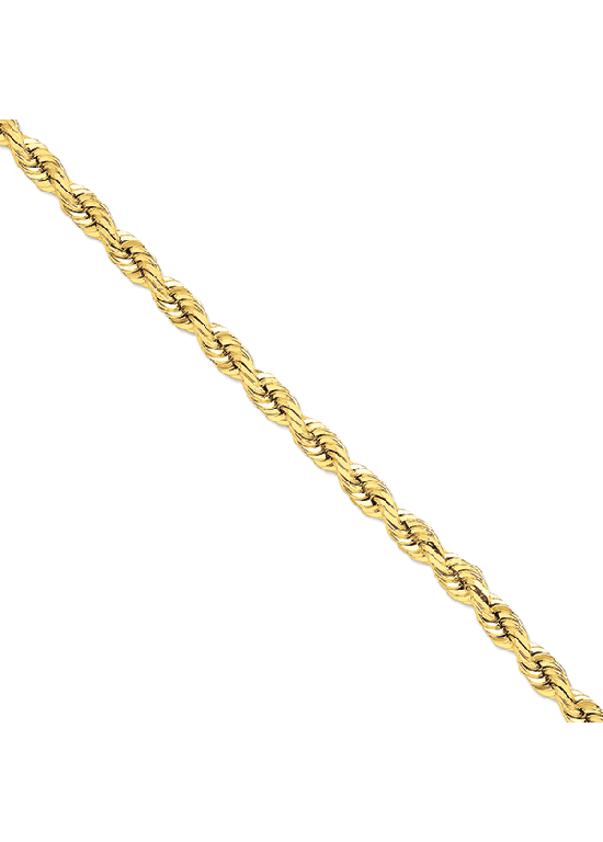 14K Gold Handmade 10mm Diamond-Cut Rope 22" chain