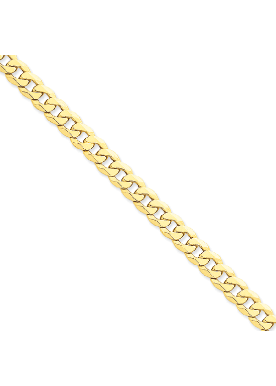 14K Yellow Gold 0mm Flat Beveled Curb 24" chain