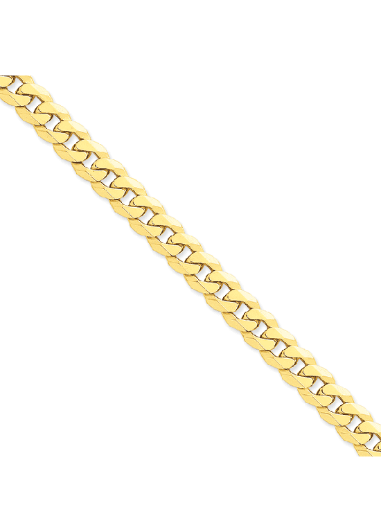 14K Yellow Gold 9.5mm Flat Beveled Curb 20" chain