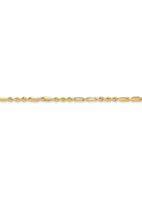 14K Yellow Gold 2.5mm Diamon-cut Milano Rope 7" chain