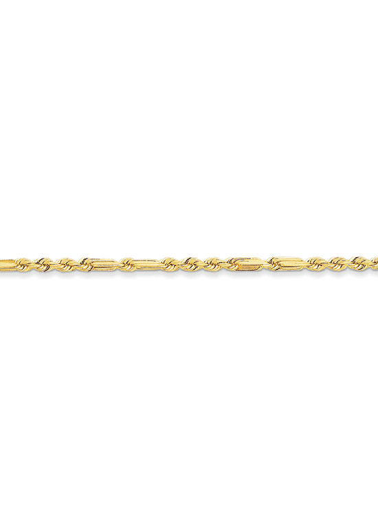 14K Yellow Gold 3mm Diamon-cut Milano Rope 7" chain