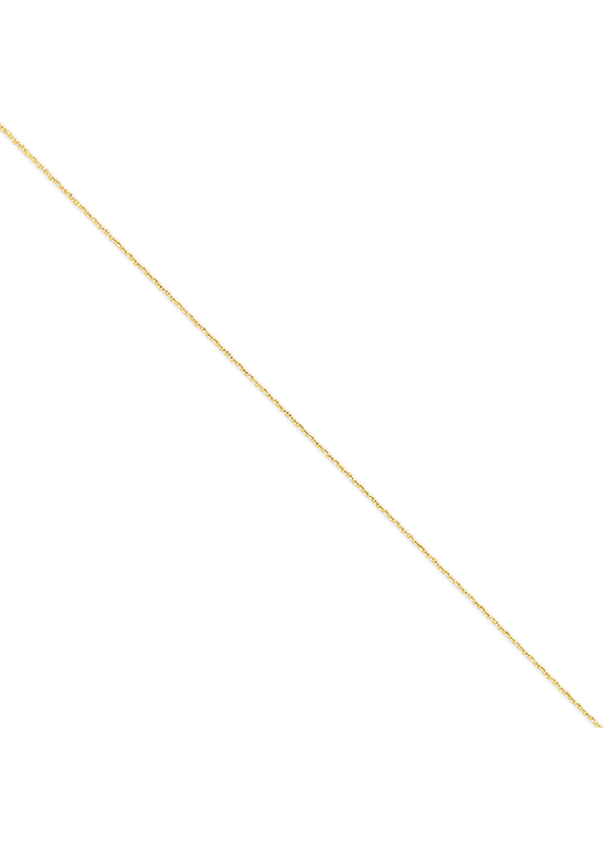 14K Yellow Gold Round Open Link 0.75mm Diamon-Cut Cable 16" chain
