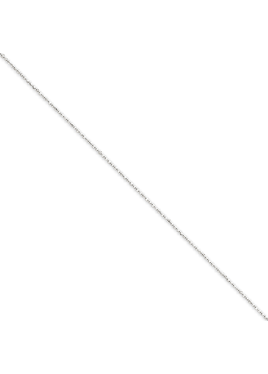 14K White Gold 1.2mm Diamond-Cut Bead 9" chain