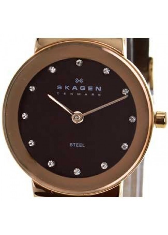Skagen Glitz Rose Gold Ion Plated SS Ladies Watch - 358SRLD1-dial