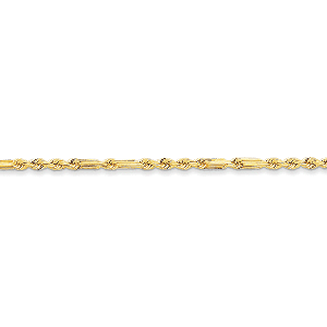 14K Yellow Gold 3mm Diamon-cut Milano Rope 18" chain