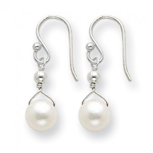 White Sterling Silver freshwater Cultured Pearl Earrings (QG-QE2054)