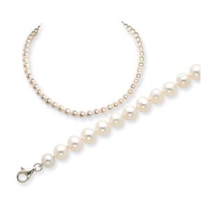 White SS 6.5-7mm Freshwater Cultured Pearl Bracelet/Necklace Set