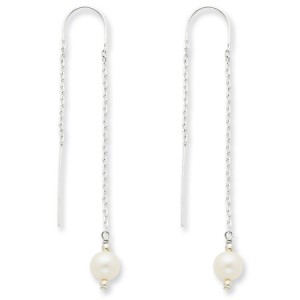 White Sterling Silver Cultured Pearl Threaded Earrings (QG-QE3853)