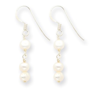 White Sterling Silver Freshwater Cultured Pearl Earrings (QG-QE5432)
