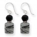 Black Sterling Silver Black Crystal & Tourmalinated Quartz Earrings