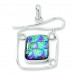 Multicolor Dichroic Glass Square Pendant in Sterling Silver(QK-QC6590)