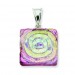 Pink Dichroic Glass Square Pendant in Sterling Silver (QK-QC6583)