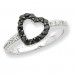 Sterling Silver Rhodium Black & White CZ Heart Ring