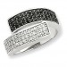 Sterling Silver Rhodium Black and Clear CZ Overlapping Ring