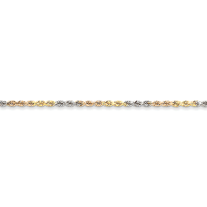 14K Tri-color Gold 2.9mm Diamond-Cut Rope 24" chain