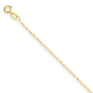 14K Yellow Gold Cable 0.7mm Rope Carded 16" chain