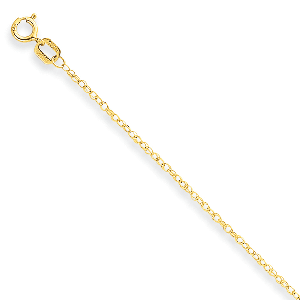 14K Yellow Gold Cable 0.95mm Rope Carded 18" chain
