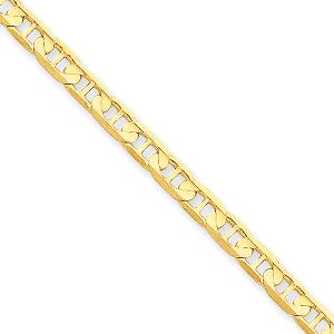14K Yellow Gold 3.75mm Concave Anchor 24" chain
