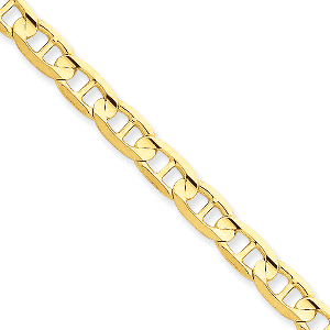 14K Yellow Gold 5.25mm Concave Anchor 7" chain