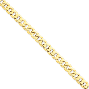 14K Yellow Gold 8mm Flat Beveled Curb 8" chain