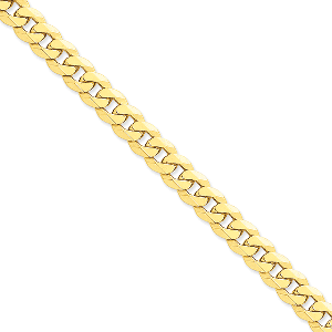 14K Yellow Gold 9.5mm Flat Beveled Curb 8" chain