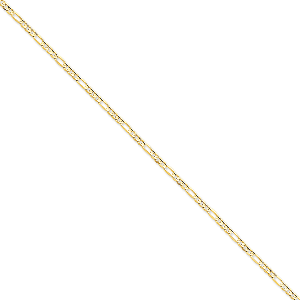 14K Yellow Gold Hand-polished 3mm Durable Concave Open Figaro 20" chain