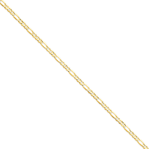 14K Yellow Gold 4mm Concave Open Figaro 7" chain