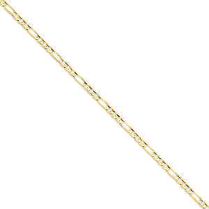 14K Yellow Gold 4.5mm Concave Open Figaro 7" chain