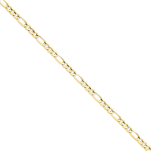 14K Yellow Gold 5.25mm Concave Open Figaro 8" chain