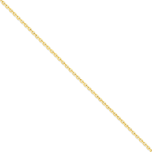 14K Yellow Gold Round Open Link 3mm Diamon-Cut Cable 24" chain