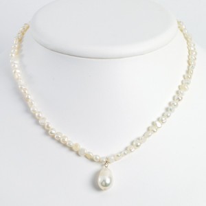 White Sterling Silver Freshwater Cultured Pearl Drop 18in Necklace