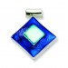 Blue Dichroic Glass Diamond Pendant in Sterling Silver (QK-QC6591)