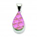 Pink Dichroic Glass Teardrop Pendant in Sterling Silver (QK-QC6594)